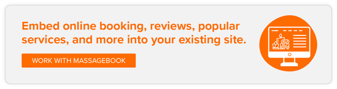 Embed online booking, reviews, popular services, and more into your existing site. Click to work with MassageBook.