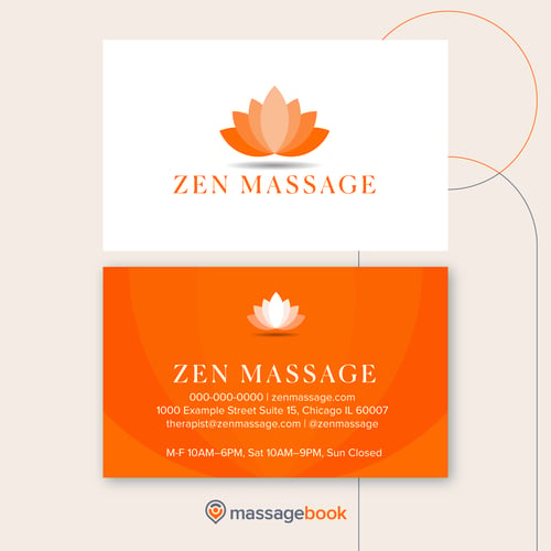 An example business card for massage therapy marketing