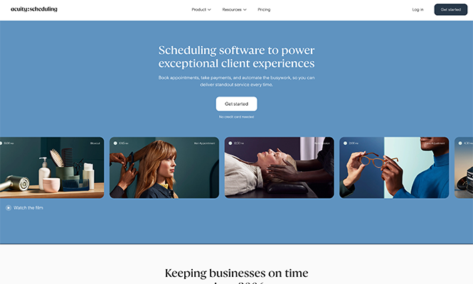 Screenshot of Acuity Scheduling’s homepage