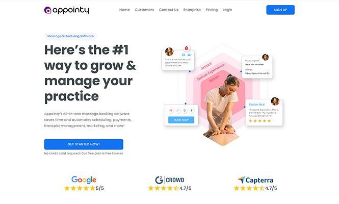 Screenshot of Appointy’s homepage