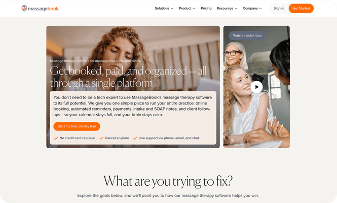 MassageBook’s homepage