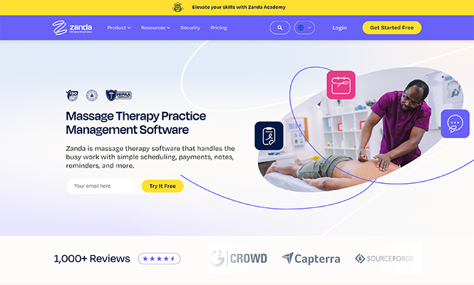 Screenshot of Zanda’s homepage