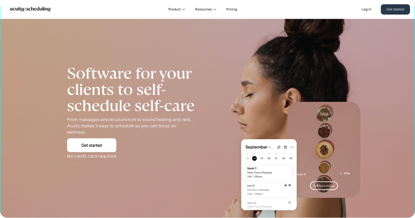 A screenshot of the Acuity product page.