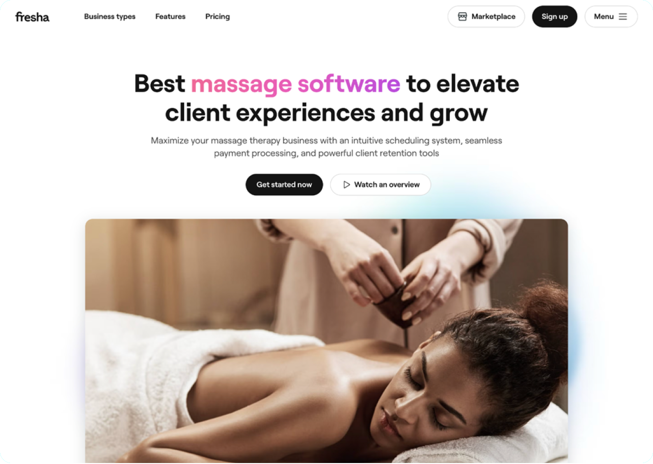 A screenshot of the Fresha product page.