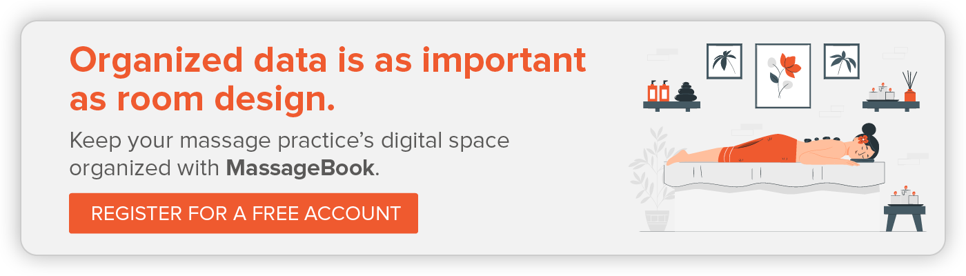 Click to register for a free MassageBook account to keep your practice's data organized.