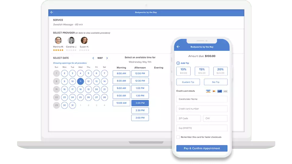 MassageBook's scheduling features